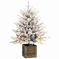 Kalėdinė eglutė su LED apšvietimu, apsnigta, žalia ir balta, 90 cm