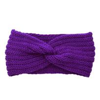 Žieminė pliušinė megzta vilnonė galvos juosta moterims mergaitėms Šilta elastinė plaukų juosta Rankų darbo skara Bandana Galvos apdangalas purple