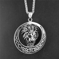 Retro liūto galvos titano plieno pakabukas ant kaklo - Europos ir Amerikos mados papuošalas (STN583) Pendant Only gray