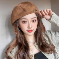 Warm Newsboy Caps Suede Peaked Caps Retro Beret Hat  Women Girls ruda