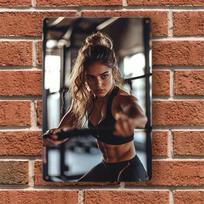 Įkvepianti moteris sportininkė metalinė skardinė lentelė - Motyvuojantis sporto salės ir namų dekoras Sienų menas, iš anksto išgręžtos skylės, es Geležinė treniruočių dekoracija 20x30cm white