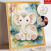Cute Baby Elephant Pearl Painting 5D DIY Pearl Gemstone Art Diamond Painting Kit for Adults/Beginners Gift Ideas Home Decor Wall Art 30x40 beige