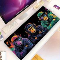 pc Mouse Pad Featuring Three Monkeys with Vibrant Paint Splashes Gaming Keyboard Additions Rubber Rectangular Mouse Pad 800x400x2mm black