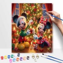 Disney Mickey Minnie Christmas oil painting art painting kit handmade diy gift home decoration wall decor holiday festive art supplies 20x30cm gray