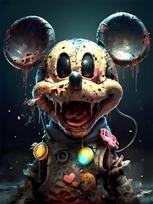 Disney 5D Diamond Painting Dark Mickey Dark Terror Transformation Decoration DIY Full Diamond Mosaic Inlaid Cross Stitch Set Gift Round 20x30cm