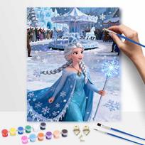 Disney Frozen Elsa Painting By Numbers Kit Hand Painting Home Decor 20x30cm gray