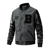 NAUJA Rudens Striukė Vyrui Mada Laisvalaikio Odinė Striukė Hip-Hop Gatvės Vyriška Beisbolo Uniforma Pašiltinta Striukė Paltai XXXL gray