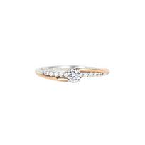 Simple two tone ring, Copperand rose gold zircon ring, fashionable daily and party jewelry 8 white