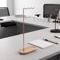 Brush Hanger Stand Wooden Rack Minimalist for Desk Wood_Wavy Line white