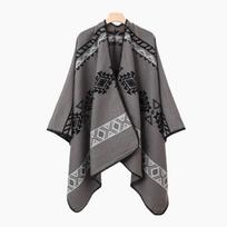 Vyriškas megztas atviras šalis-apsiaustas minkštas vintažinis pončo-apsiaustas laisvas didelis šalis-cardigan pončo šalikėlis-antklodė lengvas šalis-šalikas vyrams one size black
