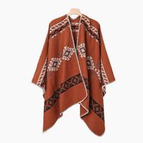 Vyriškas megztas atviras šalis-apsiaustas minkštas vintažinis pončo-apsiaustas laisvas didelis šalis-cardigan pončo šalikėlis-antklodė lengvas šalis-šalikas vyrams one size brown
