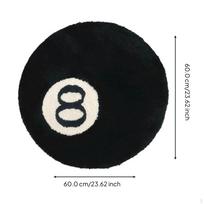 Apvalus 8 kamuoliukų kilimas, neslystanti tamsi grindų danga, miegamojo, svetainės dekoras, juodas kamuoliukas 60 Black #8 Ball 60 white