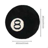 Apvalus 8 kamuoliukų kilimas, neslystanti tamsi grindų danga, miegamojo, svetainės dekoras, juodas kamuoliukas 60 Black #8 Ball 80