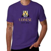 Udinese Gold Striped Black TShirt oversized customizeds sweat Unisex workout shirt 2XL blue