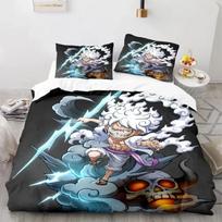 Animacinių filmų anime One Pieces antklodės užvalkalų rinkinys Nika Luffy Gear 5 patalynės komplektas Luffy antklodės užvalkalas pagalvės užvalkalas Dvi viengulės karalienės EU Twin(135x200cm) gray