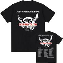 Hyperyouth JVB Tour 2026 Marškinėliai Roko Grupės JOEY VALENCE & BRAE Dizainas Spausdinti Marškinėliai Medvilniniai Su apvalia apykakle Madingi Marškinėliai Unisex Marškinėlis XS gray