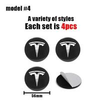 Automobilio lipdukas Tesla automobilis 56 mm Emblema Ratlankio dangtelio lipdukai Tesla Model S Model3 2024 Model Y X Padangos centro dangtelio ženklelis 4PCS For Tesla black