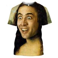 Populiarus aktorius Nicolas Cage 3D spausdinti marškinėliai linksma tendencija apvali kaklo iškirptė trumpomis rankovėmis viršus vasaros mada vyrų asmenybės tendencija gatvės stilius 5XL beige