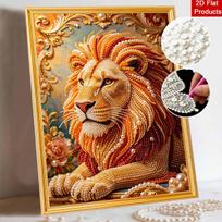 5D Pearl Painting Handmade DIY Majestic Lion Home Office Desktop Decoration Painting 30x40 orange