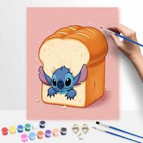 Disney Stitch Bread DIY Painting Kit Classic Style Home Decor Craft Gift Idea Art Supplies Canvas Paint By Numbers Wall Hanging Decor 50x70cm orange