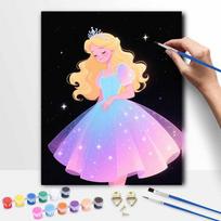 Disney princess oil painting hand painting coloring painting handmade diy home decoration gift 50x70cm beige