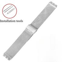 Tinka Swatch Milan Mesh dirželiui Nerūdijančio plieno laikrodžio dirželiui YGS749 471 495 Vyriškam ir moteriškam Nerūdijančio plieno 17mm 19mm20mm 17mm sidabras