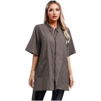Men Salon Grooming Smock Waterproof Short Sleeve Turn-down Collar Apron Jacket with Pockets for Barber Stylist L pilka spalva