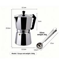 Aliuminio Moka kavinukas su šaukšteliu namų kavos ruošimui ir klasikiniam espreso 600ml
