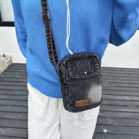Simple Denim Small Square Bag Versatile Casual Shoulder Bag College Student Class Crossbody Commuting Foreign Style Mobile Phone Bag black