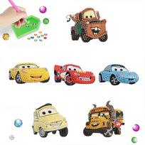 DIY Diamond Painting Refrigerator Magnets, Disney Cars, Cross-stitch Round Diamond Handicraft Home Decoration Gift 6pcs brown