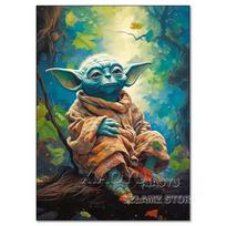 5D Diamond Painting Disney Yoda baby Full Diamond Embroidery Cartoon DIY Rhinestone Pictures Cross Stitch Kits Crafts Home Decor Round 30x40cm blue
