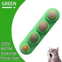 Natural Catnip Cat Wall Stick-on Ball Toy Scratchers Treats Healthy Natural Removes Balls to Promote Digestion Cat Grass Snack 4 Flavors pilka spalva