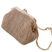 Small Crossbody Boho Bags For Women Evening Clutch Bags Hasp Ladies Handbag Female Straw Beach Rattan Women Messenger Bag beige