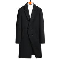 Rudens ir žiemos naujas avies vilnos paltas vyriškas ilgas dvieilis vilnonis paltas laisvalaikio kostiumo apykaklės paltas paltas vyrams paltai 4XL black