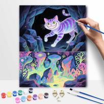 Disney Cheshire Cat wonderland oil paint by numbers painting kit handmade diy home decoration gift 30x40cm black