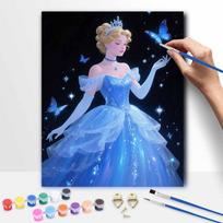 Disney Princess Blue Gown Painting by Numbers Hand Filled Drawing Art Kit Home Decor 50x70cm