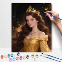 Disney princess oil painting hand painting art kit coloring painting handmade diy home decoration gift 30x40cm brown