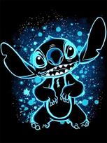 Disney 5D Diamond Painting Neon Luminous Silhouette Style Disney Character Decoration DIY Full Diamond Mosaic Inlaid Cross Stitch Set Gift Round 50x70cm blue