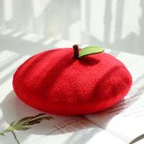 Raudonas obuolys Dažytojo kepuraitė Kvėpuojanti vaisių beretė Madinga bereto kepuraitė Moterims Mergaitėms Winter-Red red