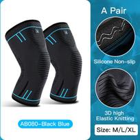2 PCS Elastic Breathable Compression Knee Support Sleeve for Basketball Running Cycling XL black