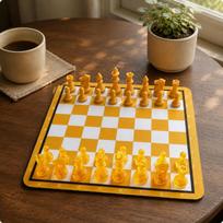 24 Cm Chessboard Set DoubleColor Checkered Chess Board Game to See Transparent orange