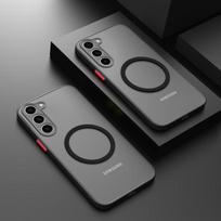 Matinis magnetinis dėklas, skirtas Samsung Galaxy S23 S24 S22 S21 S20 S25 Ultra Plus FE A14 A24 A54 A53 A35 A34 A15 A25 A55 A16 A56 matinis belaidžio įkrovimo dangtelis iPhone 13 Mini juoda