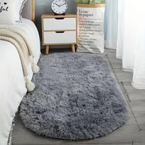 Ovalus pūkuotas kilimas gauruotas kilimėlis prie lovos Mielas spalvingas svetainės kilimas ilgų plaukų kilimas namų dekoravimas 40*60cm pilka