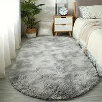 Ovalus pūkuotas kilimas gauruotas kilimėlis prie lovos Mielas spalvingas svetainės kilimas ilgų plaukų kilimas namų dekoravimas 40*60cm šviesiai pilka spalva