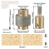Glass Grinder Bits Head Tools Diamond Drill Set 4 Sizes 1 Inch, 3/4 Inch, 1/4inch 1/8 Inch Brass Core Stained Glass Grinder Bits