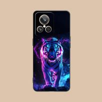 Tigras Neoninis Mobiliojo Telefono dėklas skirtas Realme 15 14 13 12 11 10 9 Pro Plus T i Lite 5G Spalvotas Spausdintas Dangtelis Dangtelis Gražus realme 9i 5G black