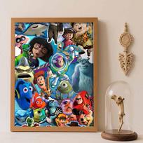 Disney Diamond Painting Kit 5D DIY, Pixar Characters Mashup, suitable for beginners and craft lovers, interior space decoration Round 50x70cm
