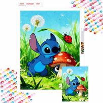 Diamond painting set Disney full diamond 5D Stitch mushroom ladybug art home decoration creative handicrafts Round 20x30cm blue