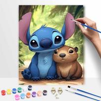 Disney oil painting kit painting art Stitch & Angel bedroom wall decoration handmade diy gift 40x50cm