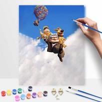 Disney Up Characters Carl And Russell Digital Oil Painting Art Kit Hand Painted Home Decor 30x40cm blue